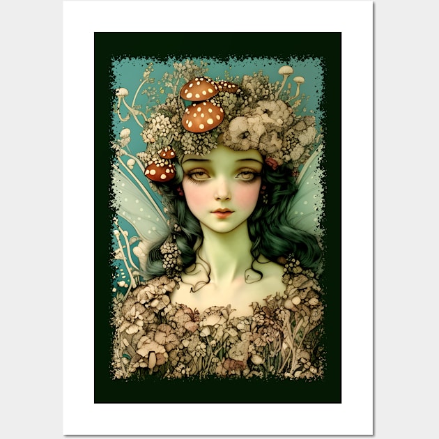 Mystical Mushroom Fairy Fantasy Art Wall Art by SunGraphicsLab